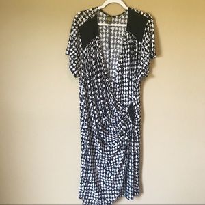 Houndstooth faux wrap dress